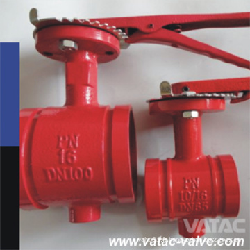 Pn10 / Pn16 Dn50 ~ Dn150 Rainure Valve à papillon avec levier